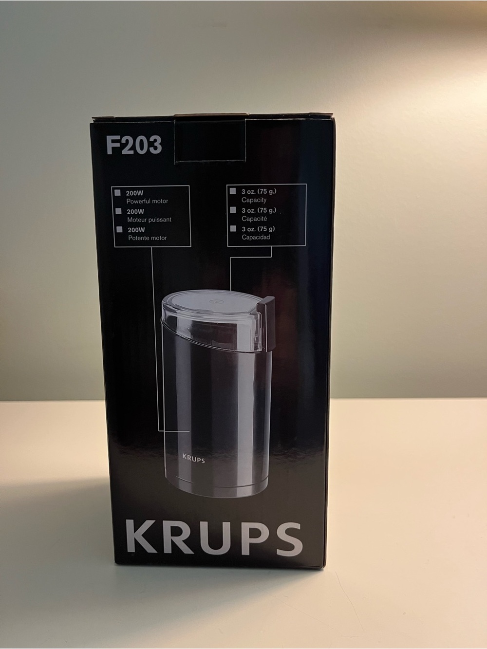KRUPS F203 Stainless Coffee Grinder - Black